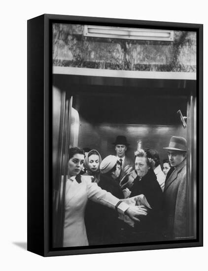 Elevator in a Madison Avenue High Rise Office Building-Walter Sanders-Framed Premier Image Canvas