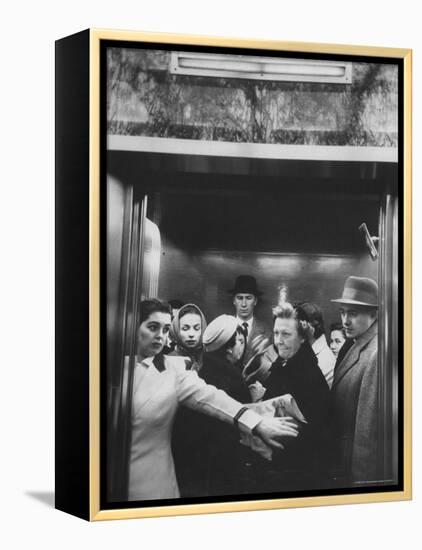 Elevator in a Madison Avenue High Rise Office Building-Walter Sanders-Framed Premier Image Canvas