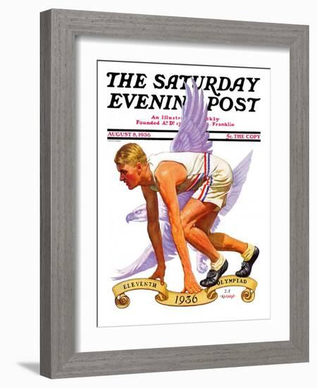 "Eleventh Olympiad," Saturday Evening Post Cover, August 8, 1936-J.F. Kernan-Framed Giclee Print