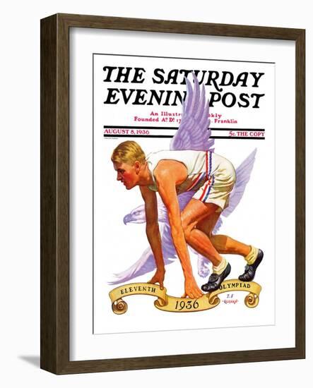 "Eleventh Olympiad," Saturday Evening Post Cover, August 8, 1936-J.F. Kernan-Framed Giclee Print