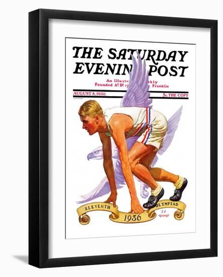 "Eleventh Olympiad," Saturday Evening Post Cover, August 8, 1936-J.F. Kernan-Framed Giclee Print