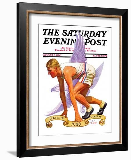 "Eleventh Olympiad," Saturday Evening Post Cover, August 8, 1936-J.F. Kernan-Framed Giclee Print