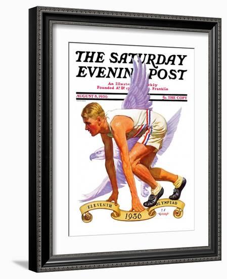 "Eleventh Olympiad," Saturday Evening Post Cover, August 8, 1936-J.F. Kernan-Framed Giclee Print