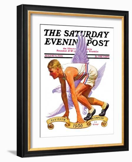 "Eleventh Olympiad," Saturday Evening Post Cover, August 8, 1936-J.F. Kernan-Framed Giclee Print