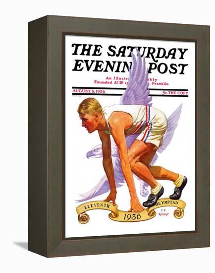 "Eleventh Olympiad," Saturday Evening Post Cover, August 8, 1936-J.F. Kernan-Framed Premier Image Canvas