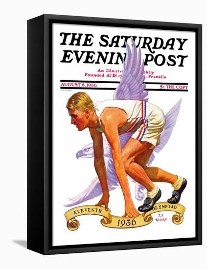 "Eleventh Olympiad," Saturday Evening Post Cover, August 8, 1936-J.F. Kernan-Framed Premier Image Canvas