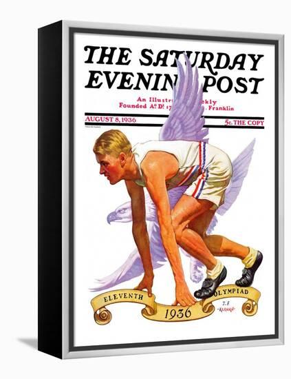 "Eleventh Olympiad," Saturday Evening Post Cover, August 8, 1936-J.F. Kernan-Framed Premier Image Canvas