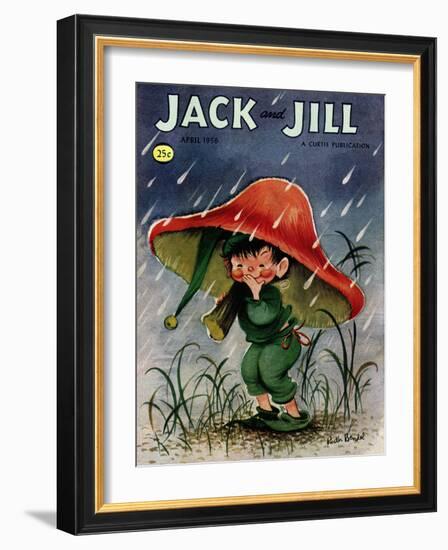 Elf in the Rain - Jack and Jill, April 1956-Ruth Bendel-Framed Giclee Print