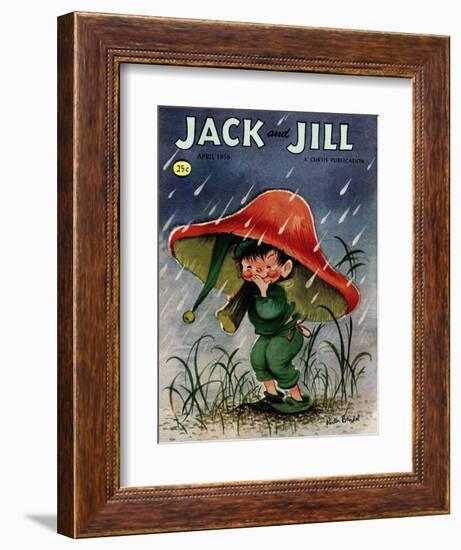 Elf in the Rain - Jack and Jill, April 1956-Ruth Bendel-Framed Giclee Print