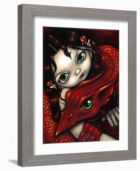 Elf Maiden & Her Dragon-Jasmine Becket-Griffith-Framed Art Print