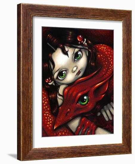 Elf Maiden & Her Dragon-Jasmine Becket-Griffith-Framed Art Print