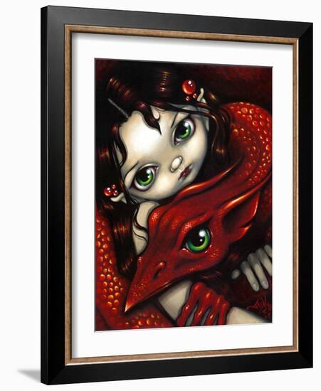 Elf Maiden & Her Dragon-Jasmine Becket-Griffith-Framed Art Print