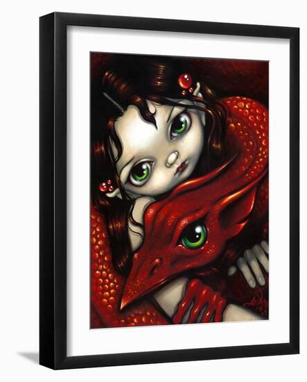 Elf Maiden & Her Dragon-Jasmine Becket-Griffith-Framed Art Print