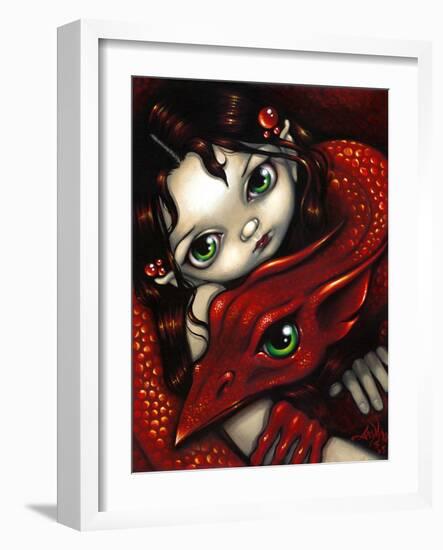 Elf Maiden & Her Dragon-Jasmine Becket-Griffith-Framed Art Print
