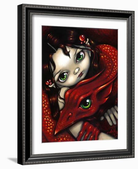 Elf Maiden & Her Dragon-Jasmine Becket-Griffith-Framed Art Print