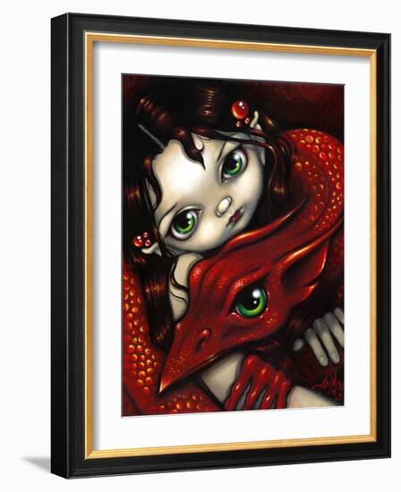 Elf Maiden & Her Dragon-Jasmine Becket-Griffith-Framed Art Print