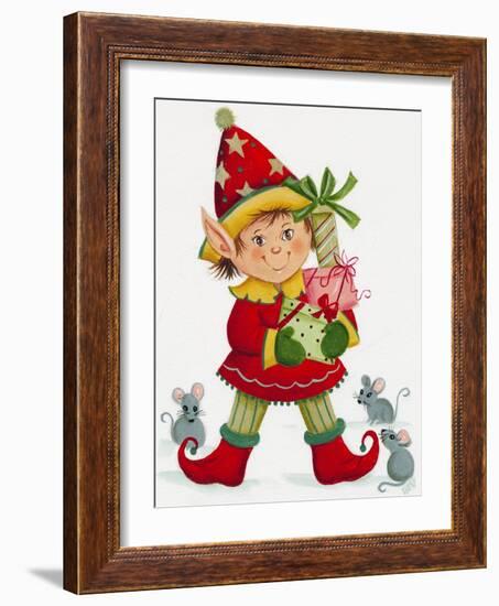 Elf with 3 Mice-Beverly Johnston-Framed Giclee Print