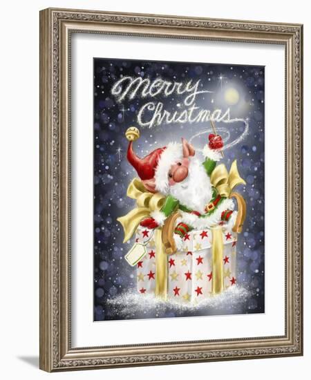 Elf with Big Present-MAKIKO-Framed Giclee Print
