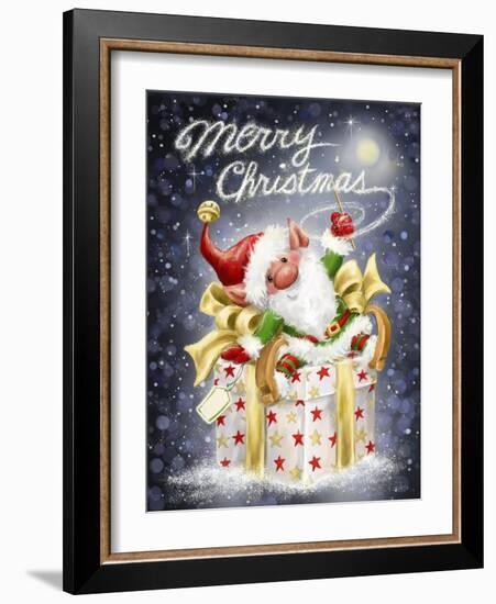 Elf with Big Present-MAKIKO-Framed Giclee Print