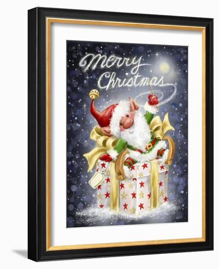 Elf with Big Present-MAKIKO-Framed Giclee Print