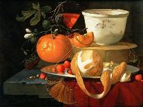Still Life of an Orange, a Lemon and Strawberry on a Pewter Plate, a Wan-Li Bowl Behind-Elias Van Den Broeck-Giclee Print