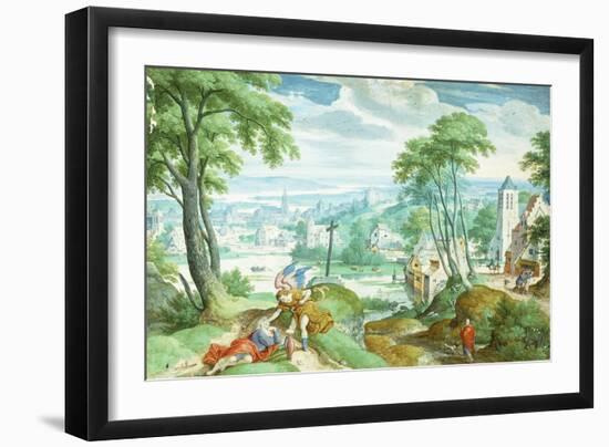 Elijah and the Angel, 1583-Hans Bol-Framed Giclee Print