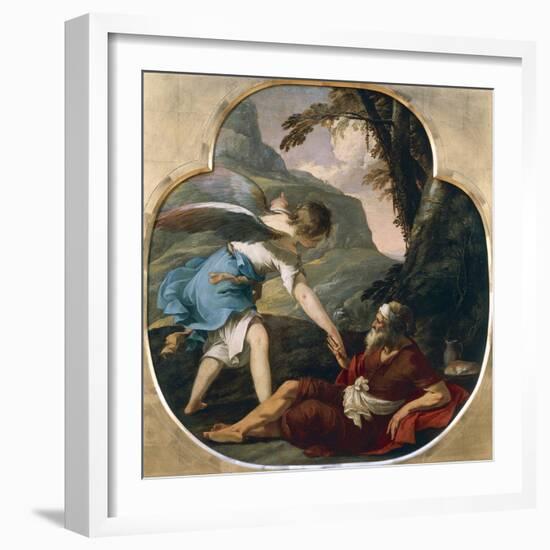 Elijah Fed by an Angel-Laurent de La Hyre-Framed Giclee Print