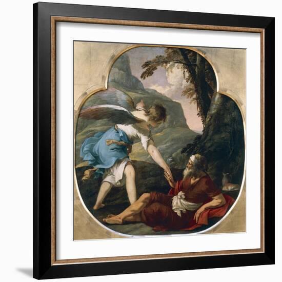 Elijah Fed by an Angel-Laurent de La Hyre-Framed Giclee Print