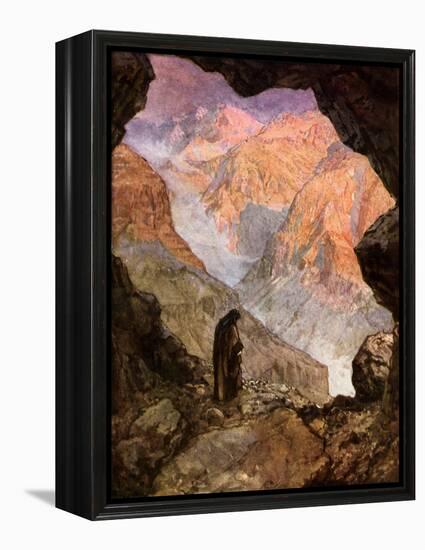 Elijah in the desert of Horeb - Bible-William Brassey Hole-Framed Premier Image Canvas
