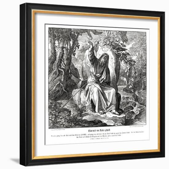 Elijah is fed by ravens, 1 Kings-Julius Schnorr von Carolsfeld-Framed Giclee Print