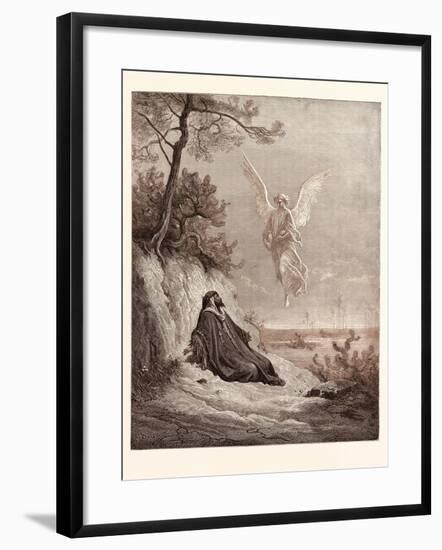 Elijah Nourished by an Angel-Gustave Dore-Framed Giclee Print