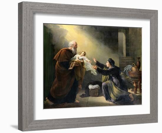 Elijah Resuscitating the Son of the Widow of Sarepta-Louis Hersent-Framed Giclee Print