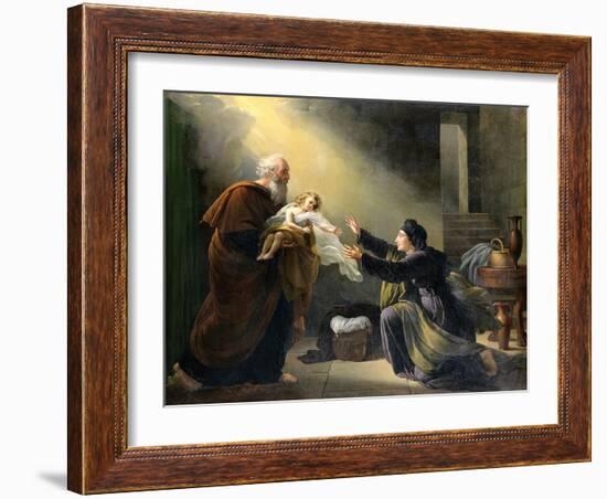 Elijah Resuscitating the Son of the Widow of Sarepta-Louis Hersent-Framed Giclee Print
