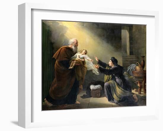 Elijah Resuscitating the Son of the Widow of Sarepta-Louis Hersent-Framed Giclee Print