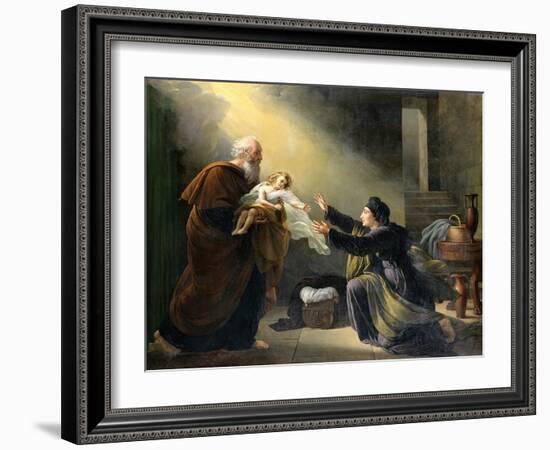 Elijah Resuscitating the Son of the Widow of Sarepta-Louis Hersent-Framed Giclee Print