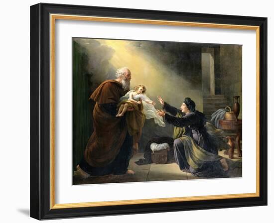 Elijah Resuscitating the Son of the Widow of Sarepta-Louis Hersent-Framed Giclee Print