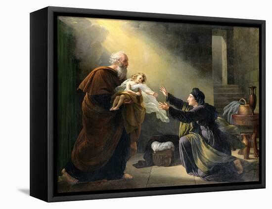 Elijah Resuscitating the Son of the Widow of Sarepta-Louis Hersent-Framed Premier Image Canvas