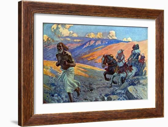 Elijah runs before the chariot of Ahab - Bible-James Jacques Joseph Tissot-Framed Giclee Print