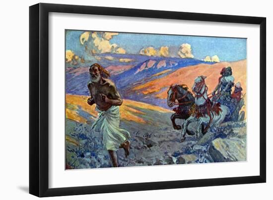 Elijah runs before the chariot of Ahab - Bible-James Jacques Joseph Tissot-Framed Giclee Print