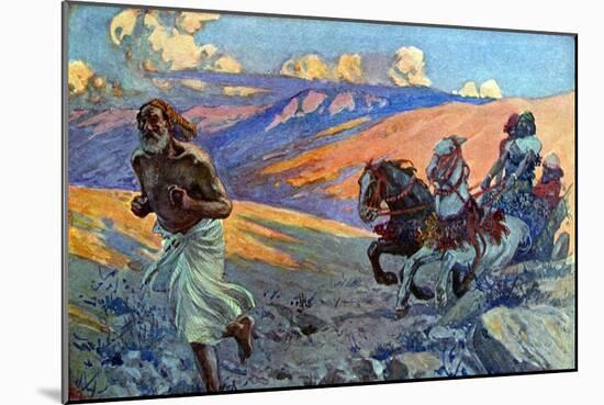 Elijah runs before the chariot of Ahab - Bible-James Jacques Joseph Tissot-Mounted Giclee Print