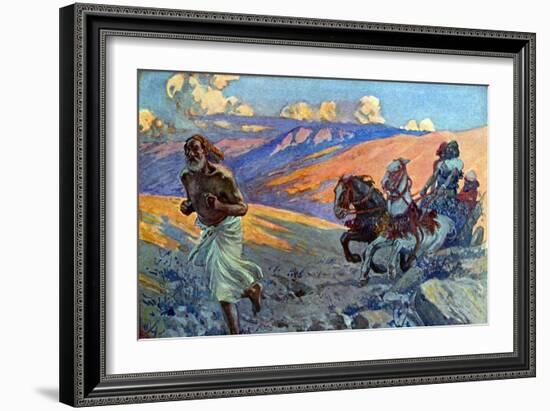 Elijah runs before the chariot of Ahab - Bible-James Jacques Joseph Tissot-Framed Giclee Print