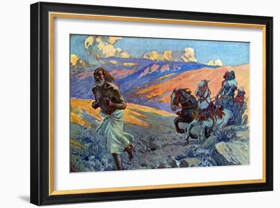 Elijah runs before the chariot of Ahab - Bible-James Jacques Joseph Tissot-Framed Giclee Print