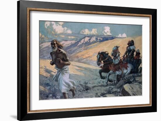 Elijah Runs Before the Chariot of Ahab-James Tissot-Framed Giclee Print