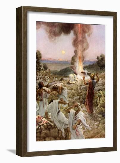 Elijah 'S Sacrifice at Mount Carmel - Bible-William Brassey Hole-Framed Giclee Print