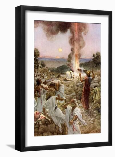 Elijah 'S Sacrifice at Mount Carmel - Bible-William Brassey Hole-Framed Giclee Print