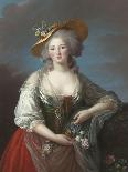 Reine Marie-Antoinette assise, en manteau bleu et robe blanche, tenant un livre à la main-Elisabeth Louise Vigée-LeBrun-Giclee Print