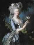 Reine Marie-Antoinette assise, en manteau bleu et robe blanche, tenant un livre à la main-Elisabeth Louise Vigée-LeBrun-Giclee Print