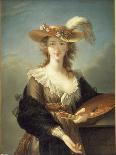 Reine Marie-Antoinette assise, en manteau bleu et robe blanche, tenant un livre à la main-Elisabeth Louise Vigée-LeBrun-Giclee Print