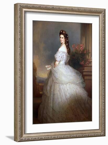 Elisabeth (Sissi), Empress of Austria in 1865 (Oil on Canvas)-Franz Xaver Winterhalter-Framed Giclee Print