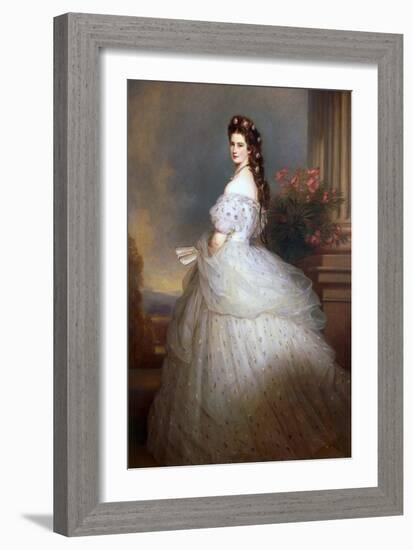 Elisabeth (Sissi), Empress of Austria in 1865 (Oil on Canvas)-Franz Xaver Winterhalter-Framed Giclee Print